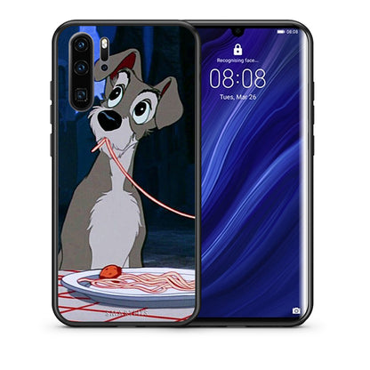 Θήκη Αγίου Βαλεντίνου Huawei P30 Pro Lady And Tramp 1 από τη Smartfits με σχέδιο στο πίσω μέρος και μαύρο περίβλημα | Huawei P30 Pro Lady And Tramp 1 case with colorful back and black bezels