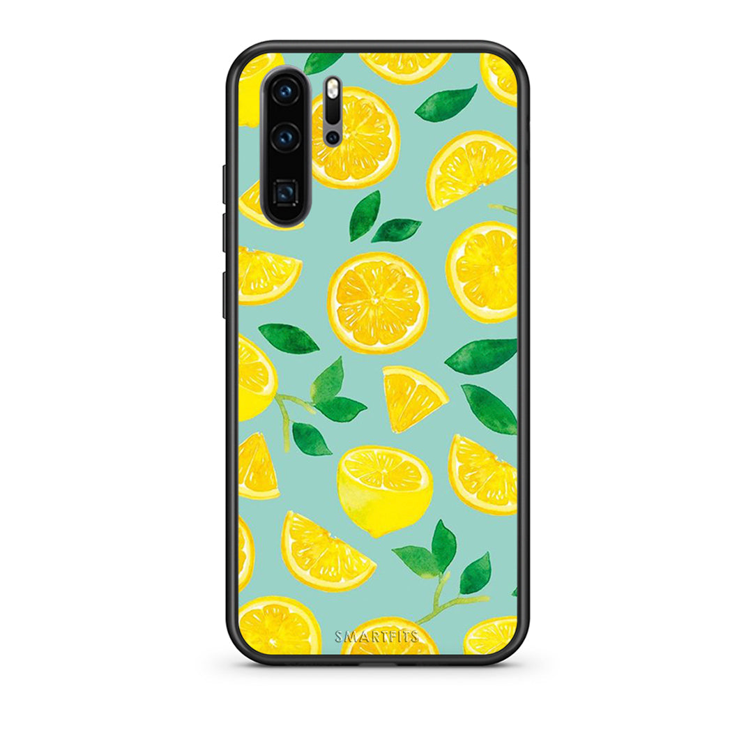 Huawei P30 Pro Lemons θήκη από τη Smartfits με σχέδιο στο πίσω μέρος και μαύρο περίβλημα | Smartphone case with colorful back and black bezels by Smartfits