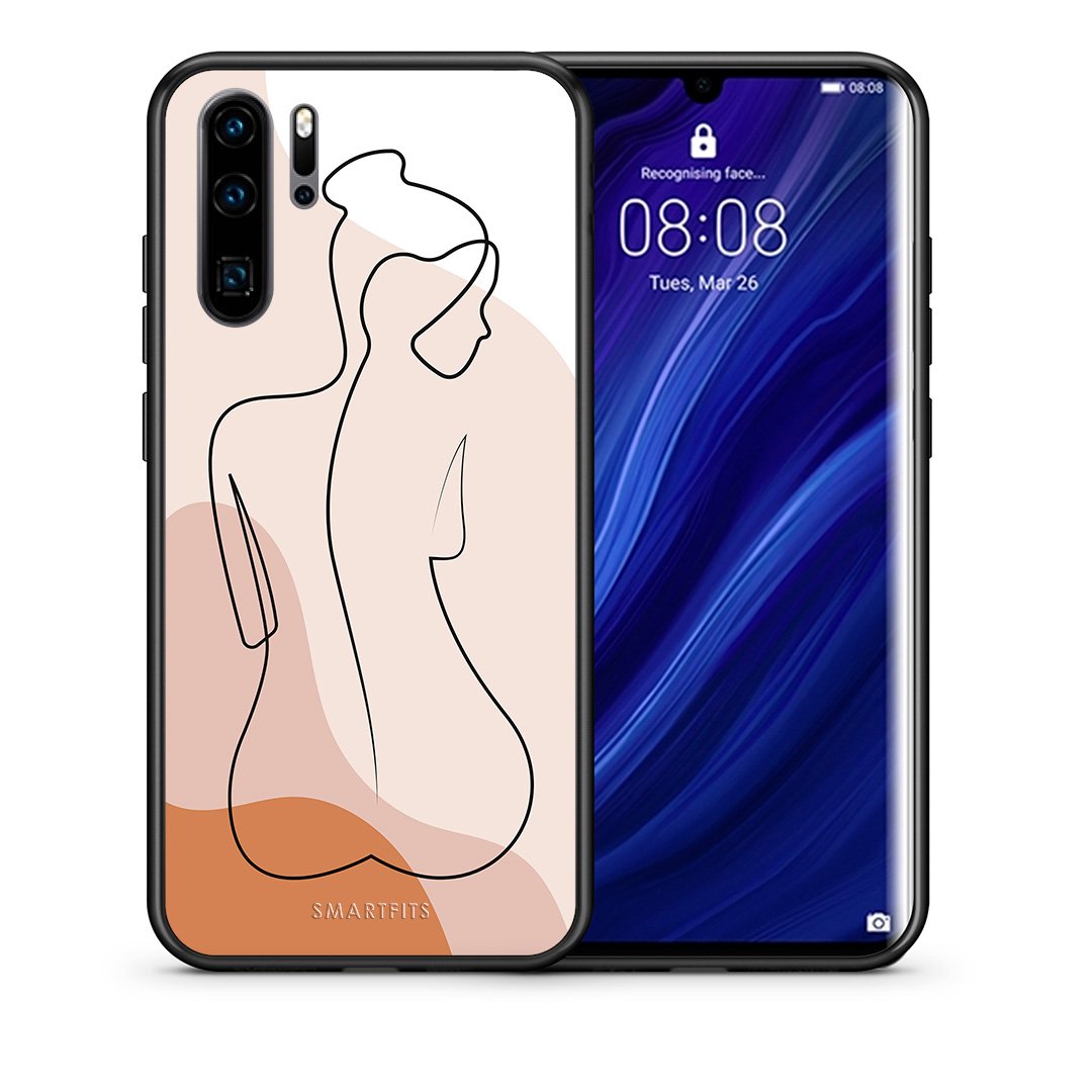 Θήκη Huawei P30 Pro LineArt Woman από τη Smartfits με σχέδιο στο πίσω μέρος και μαύρο περίβλημα | Huawei P30 Pro LineArt Woman case with colorful back and black bezels