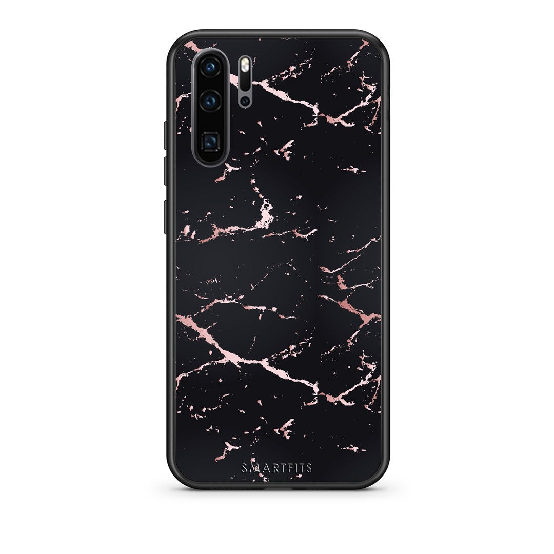 4 - Huawei P30 Pro  Black Rosegold Marble case, cover, bumper