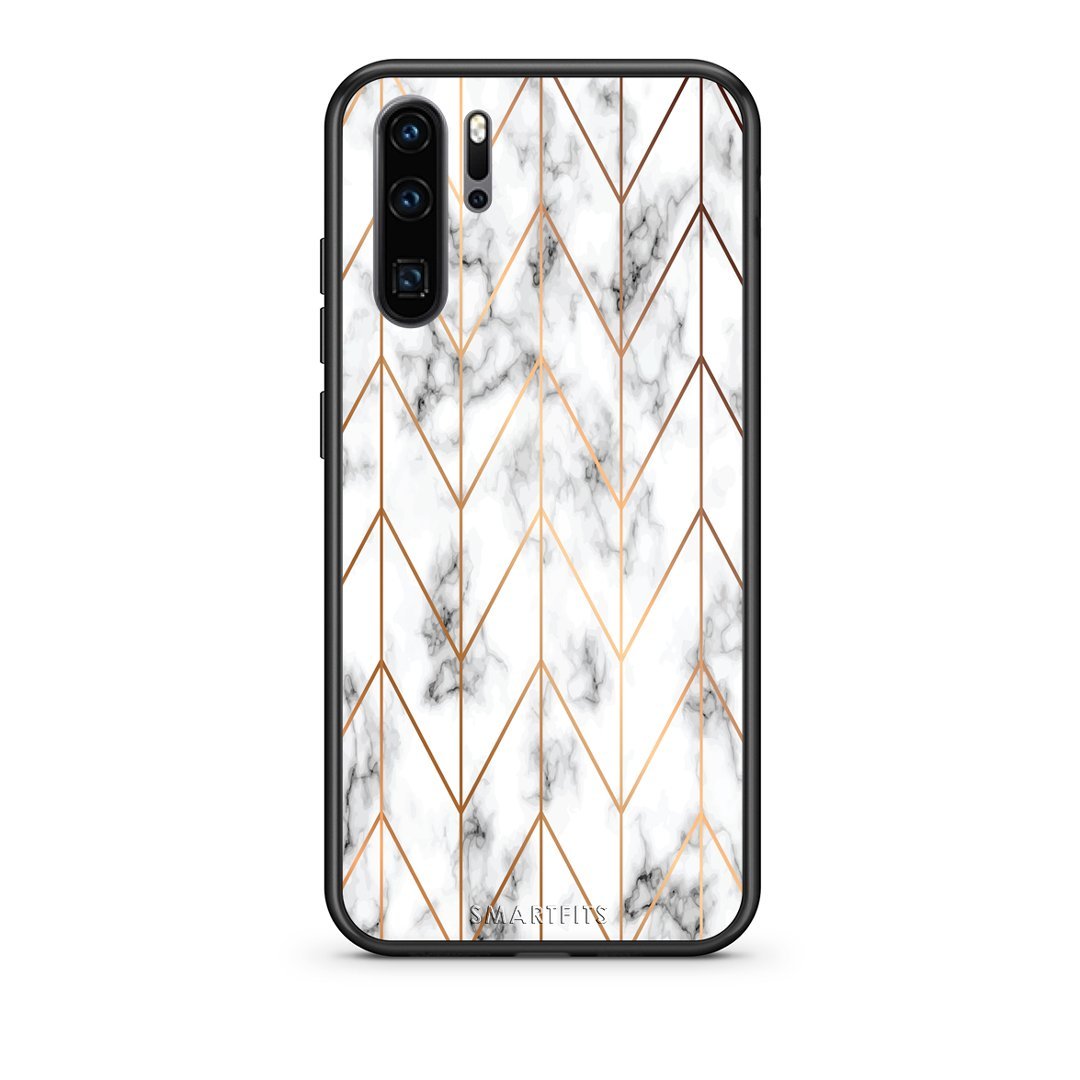 44 - Huawei P30 Pro  Gold Geometric Marble case, cover, bumper