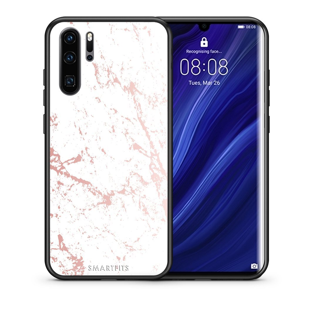 Θήκη Huawei P30 Pro Pink Splash Marble από τη Smartfits με σχέδιο στο πίσω μέρος και μαύρο περίβλημα | Huawei P30 Pro Pink Splash Marble case with colorful back and black bezels