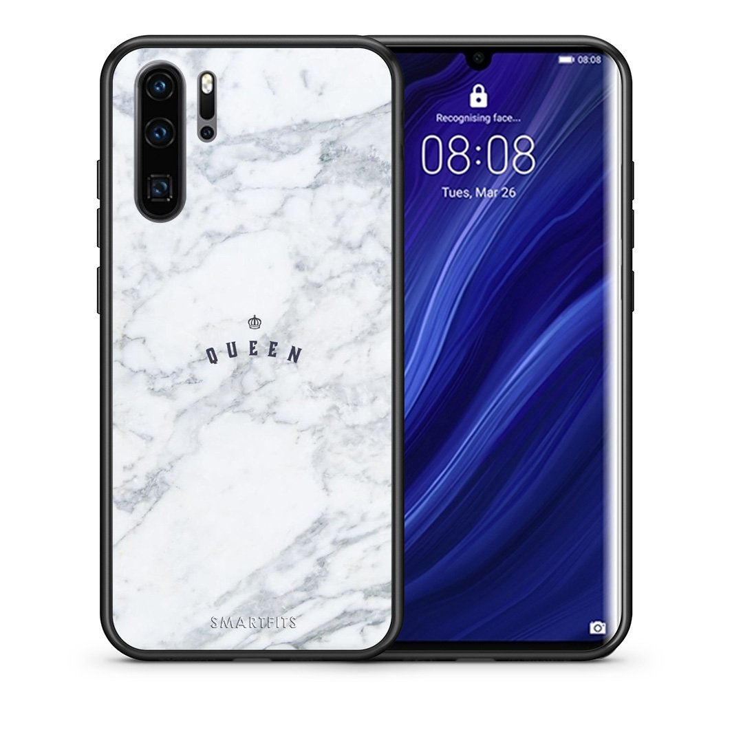 Θήκη Huawei P30 Pro Queen Marble από τη Smartfits με σχέδιο στο πίσω μέρος και μαύρο περίβλημα | Huawei P30 Pro Queen Marble case with colorful back and black bezels