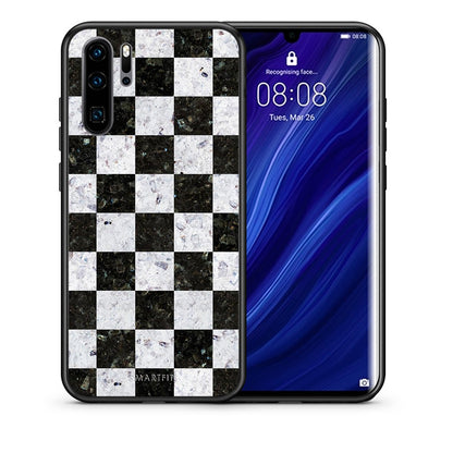 Θήκη Huawei P30 Pro Square Geometric Marble από τη Smartfits με σχέδιο στο πίσω μέρος και μαύρο περίβλημα | Huawei P30 Pro Square Geometric Marble case with colorful back and black bezels