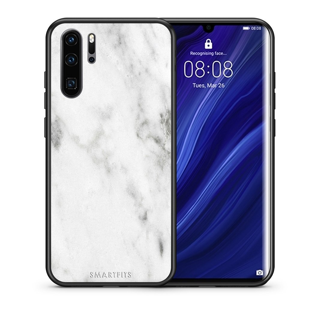 Θήκη Huawei P30 Pro White Marble από τη Smartfits με σχέδιο στο πίσω μέρος και μαύρο περίβλημα | Huawei P30 Pro White Marble case with colorful back and black bezels