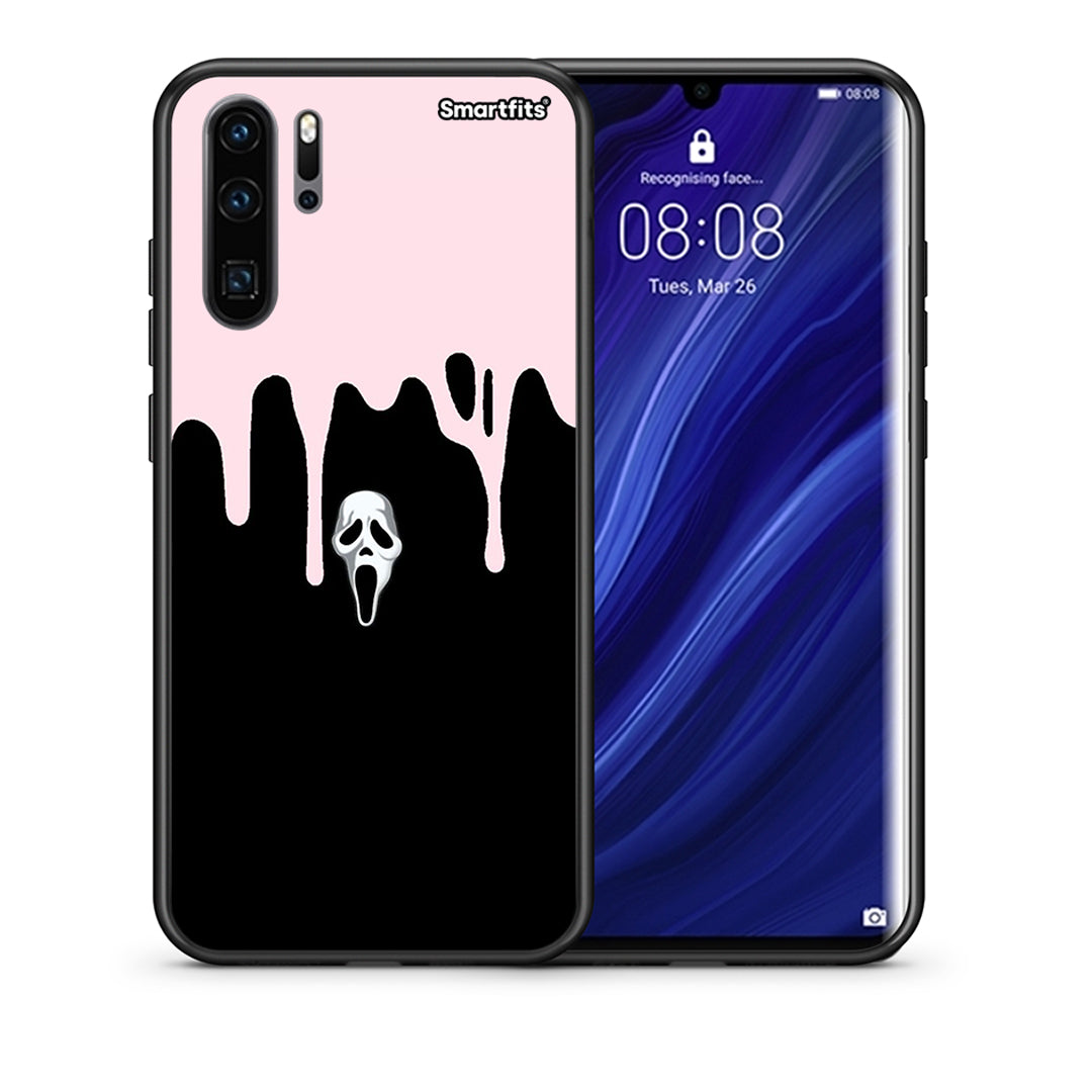 Θήκη Huawei P30 Pro Melting Halloween Mask από τη Smartfits με σχέδιο στο πίσω μέρος και μαύρο περίβλημα | Huawei P30 Pro Melting Halloween Mask case with colorful back and black bezels