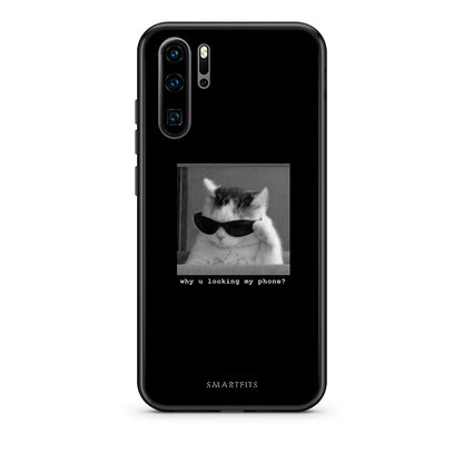 Huawei P30 Pro Meme Cat θήκη από τη Smartfits με σχέδιο στο πίσω μέρος και μαύρο περίβλημα | Smartphone case with colorful back and black bezels by Smartfits