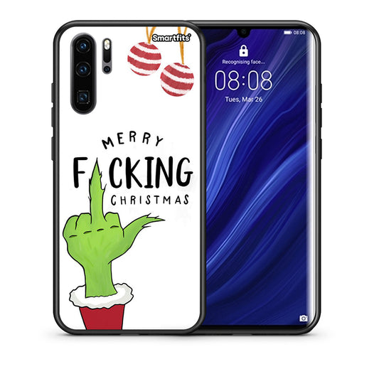 Θήκη Huawei P30 Pro Merry F Xmas από τη Smartfits με σχέδιο στο πίσω μέρος και μαύρο περίβλημα | Huawei P30 Pro Merry F Xmas case with colorful back and black bezels