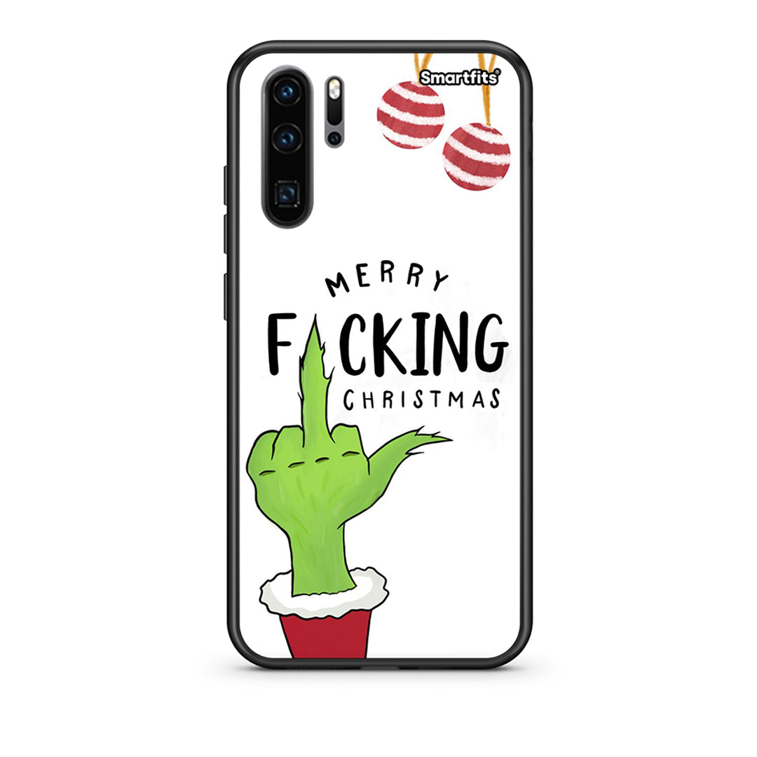 Huawei P30 Pro Merry F Xmas θήκη από τη Smartfits με σχέδιο στο πίσω μέρος και μαύρο περίβλημα | Smartphone case with colorful back and black bezels by Smartfits
