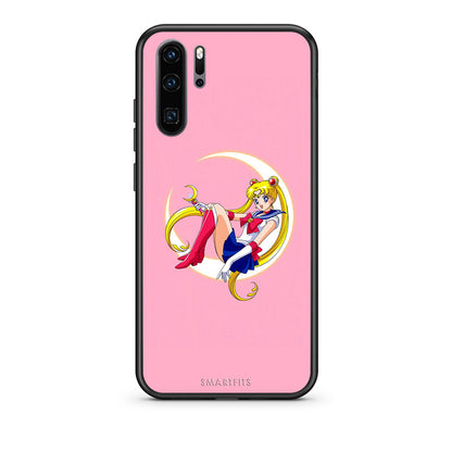 Huawei P30 Pro Moon Girl θήκη από τη Smartfits με σχέδιο στο πίσω μέρος και μαύρο περίβλημα | Smartphone case with colorful back and black bezels by Smartfits