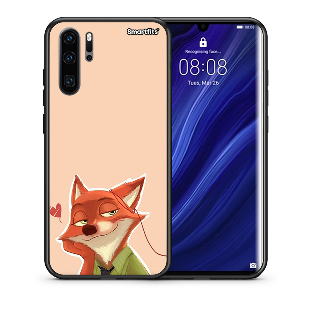 Θήκη Huawei P30 Pro Nick Wilde And Judy Hopps Love 1 από τη Smartfits με σχέδιο στο πίσω μέρος και μαύρο περίβλημα | Huawei P30 Pro Nick Wilde And Judy Hopps Love 1 case with colorful back and black bezels