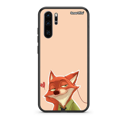 Huawei P30 Pro Nick Wilde And Judy Hopps Love 1 θήκη από τη Smartfits με σχέδιο στο πίσω μέρος και μαύρο περίβλημα | Smartphone case with colorful back and black bezels by Smartfits