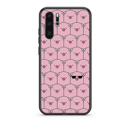 Huawei P30 Pro Pig Glasses θήκη από τη Smartfits με σχέδιο στο πίσω μέρος και μαύρο περίβλημα | Smartphone case with colorful back and black bezels by Smartfits