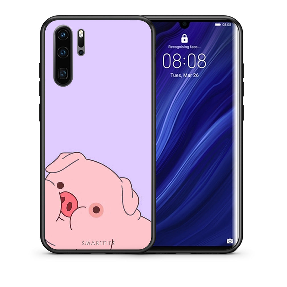 Θήκη Αγίου Βαλεντίνου Huawei P30 Pro Pig Love 2 από τη Smartfits με σχέδιο στο πίσω μέρος και μαύρο περίβλημα | Huawei P30 Pro Pig Love 2 case with colorful back and black bezels