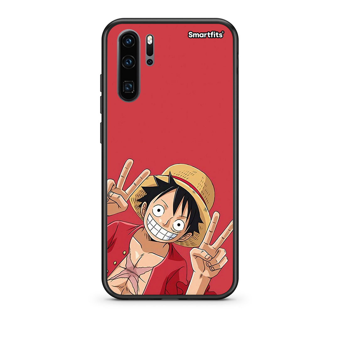 Huawei P30 Pro Pirate Luffy Θήκη από τη Smartfits με σχέδιο στο πίσω μέρος και μαύρο περίβλημα | Smartphone case with colorful back and black bezels by Smartfits