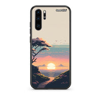 Thumbnail for Huawei P30 Pro Pixel Sunset Θήκη από τη Smartfits με σχέδιο στο πίσω μέρος και μαύρο περίβλημα | Smartphone case with colorful back and black bezels by Smartfits