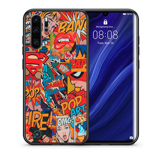 Θήκη Huawei P30 Pro PopArt OMG από τη Smartfits με σχέδιο στο πίσω μέρος και μαύρο περίβλημα | Huawei P30 Pro PopArt OMG case with colorful back and black bezels