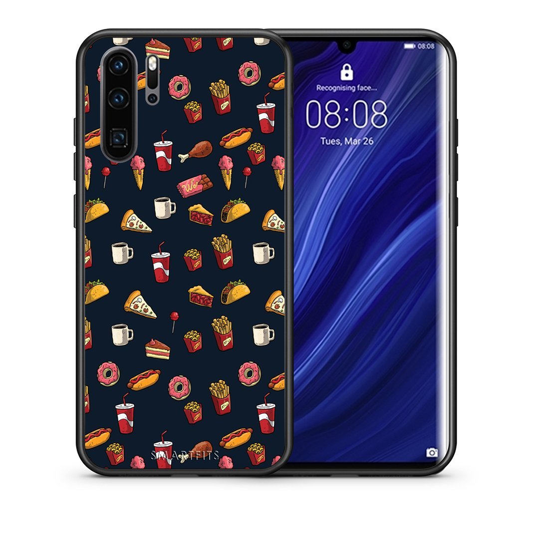Θήκη Huawei P30 Pro Hungry Random από τη Smartfits με σχέδιο στο πίσω μέρος και μαύρο περίβλημα | Huawei P30 Pro Hungry Random case with colorful back and black bezels