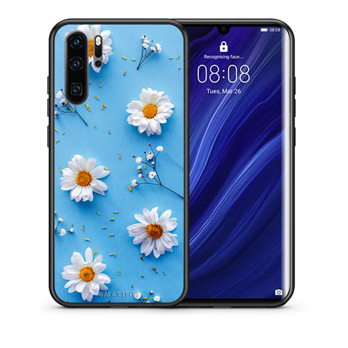 Θήκη Huawei P30 Pro Real Daisies από τη Smartfits με σχέδιο στο πίσω μέρος και μαύρο περίβλημα | Huawei P30 Pro Real Daisies case with colorful back and black bezels