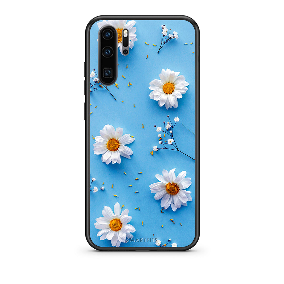 Huawei P30 Pro Real Daisies θήκη από τη Smartfits με σχέδιο στο πίσω μέρος και μαύρο περίβλημα | Smartphone case with colorful back and black bezels by Smartfits