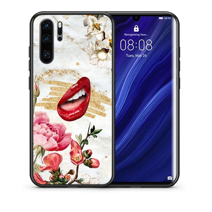 Θήκη Huawei P30 Pro Red Lips από τη Smartfits με σχέδιο στο πίσω μέρος και μαύρο περίβλημα | Huawei P30 Pro Red Lips case with colorful back and black bezels