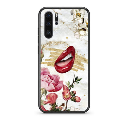 Huawei P30 Pro Red Lips θήκη από τη Smartfits με σχέδιο στο πίσω μέρος και μαύρο περίβλημα | Smartphone case with colorful back and black bezels by Smartfits