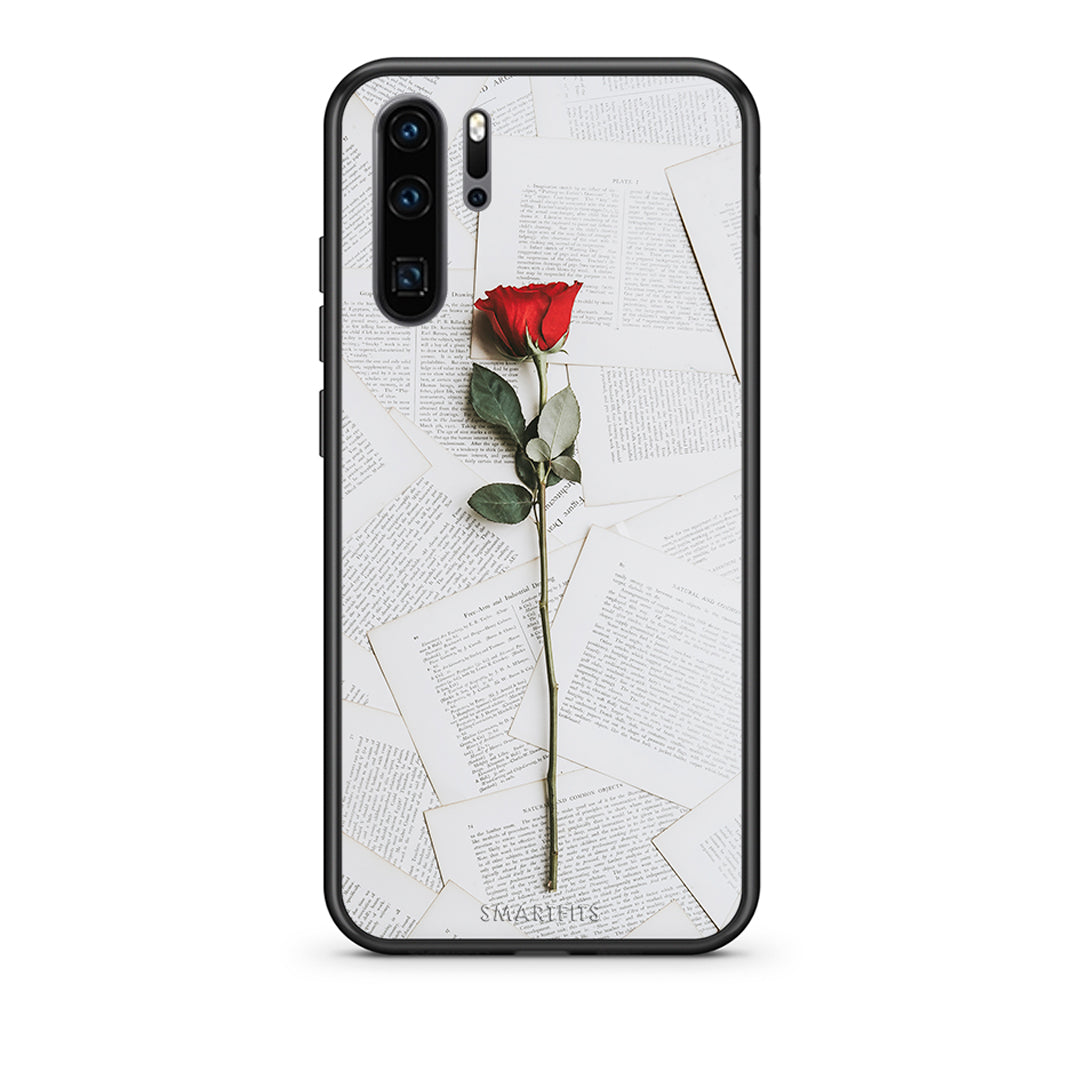 Huawei P30 Pro Red Rose θήκη από τη Smartfits με σχέδιο στο πίσω μέρος και μαύρο περίβλημα | Smartphone case with colorful back and black bezels by Smartfits