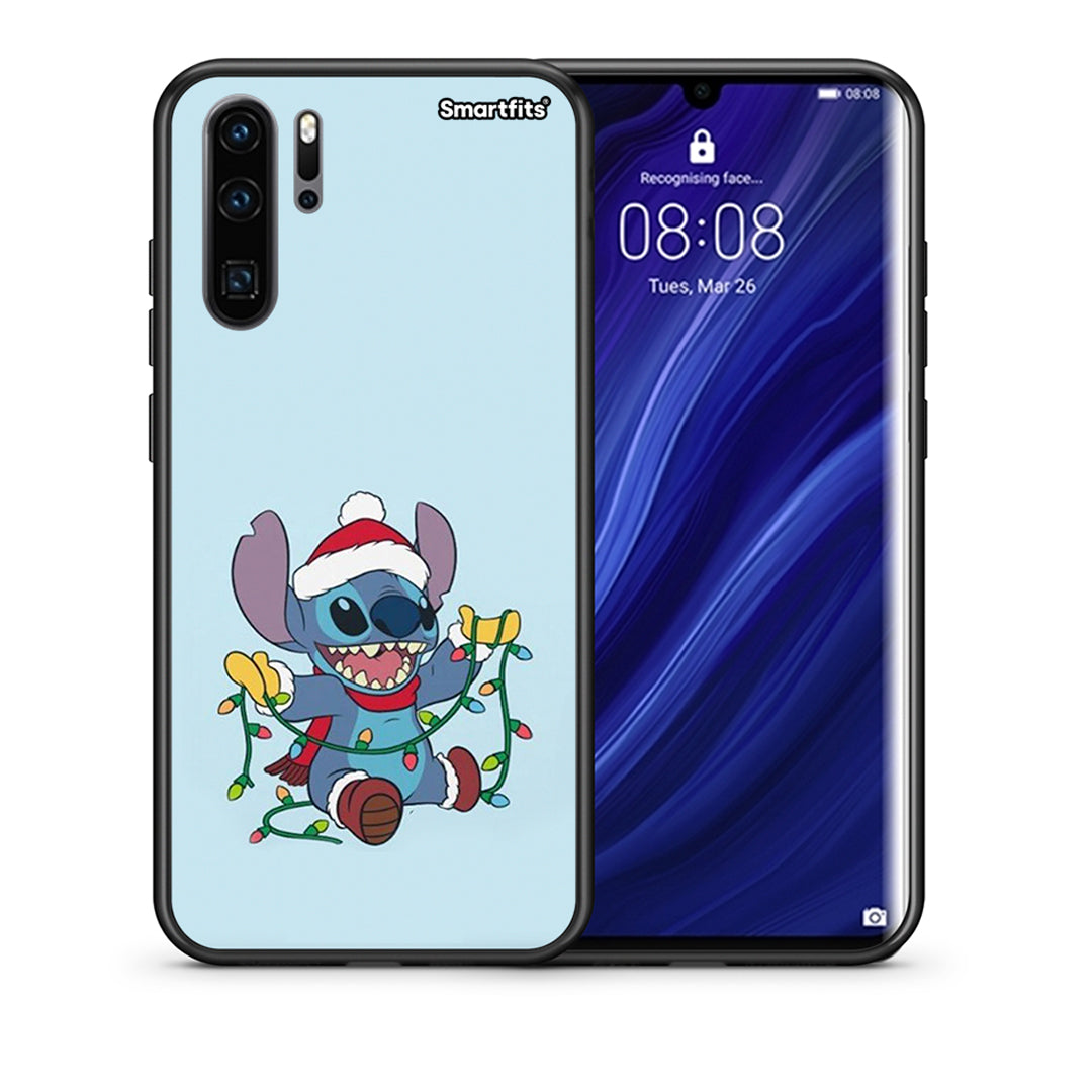 Θήκη Huawei P30 Pro Santa Stich από τη Smartfits με σχέδιο στο πίσω μέρος και μαύρο περίβλημα | Huawei P30 Pro Santa Stich case with colorful back and black bezels