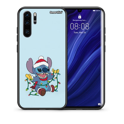 Θήκη Huawei P30 Pro Santa Stich από τη Smartfits με σχέδιο στο πίσω μέρος και μαύρο περίβλημα | Huawei P30 Pro Santa Stich case with colorful back and black bezels