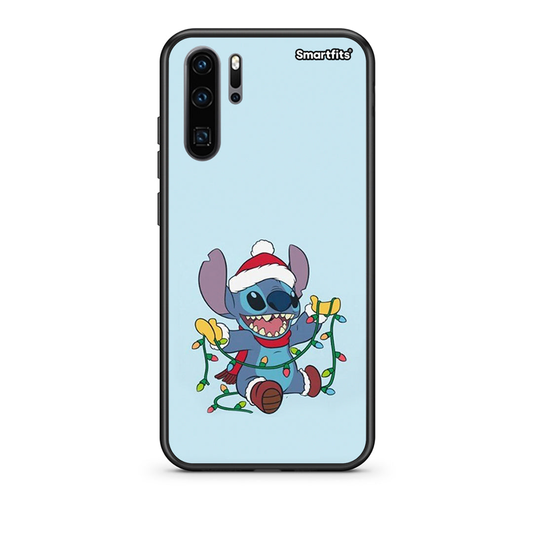 Huawei P30 Pro Santa Stich θήκη από τη Smartfits με σχέδιο στο πίσω μέρος και μαύρο περίβλημα | Smartphone case with colorful back and black bezels by Smartfits