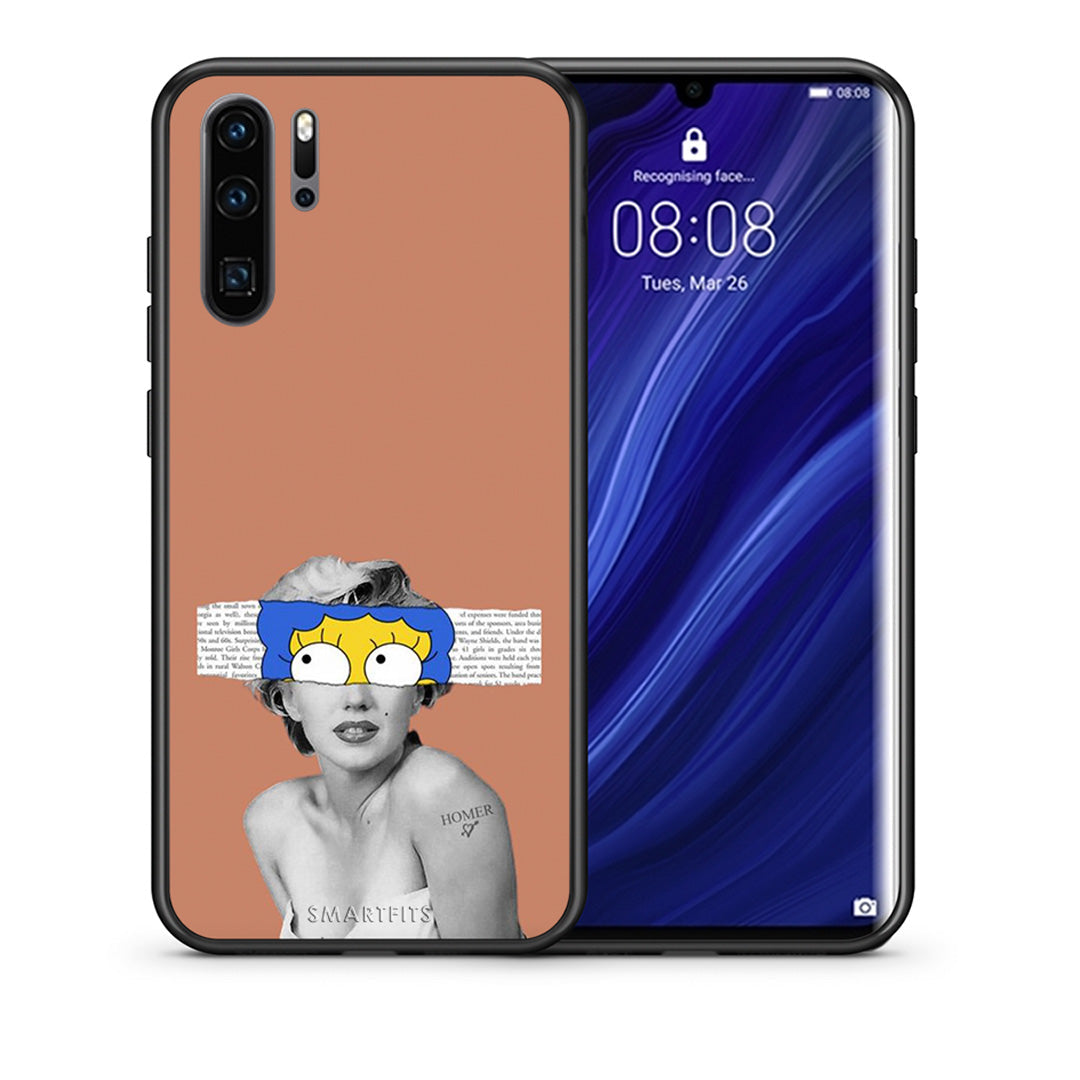 Θήκη Huawei P30 Pro Sim Merilyn από τη Smartfits με σχέδιο στο πίσω μέρος και μαύρο περίβλημα | Huawei P30 Pro Sim Merilyn case with colorful back and black bezels