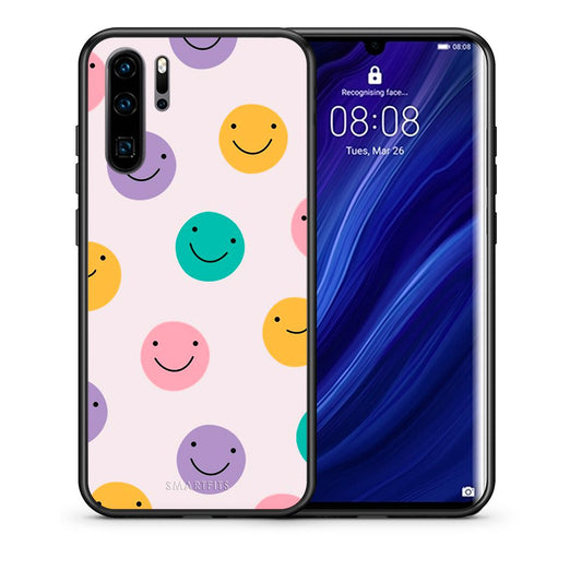 Θήκη Huawei P30 Pro Smiley Faces από τη Smartfits με σχέδιο στο πίσω μέρος και μαύρο περίβλημα | Huawei P30 Pro Smiley Faces case with colorful back and black bezels