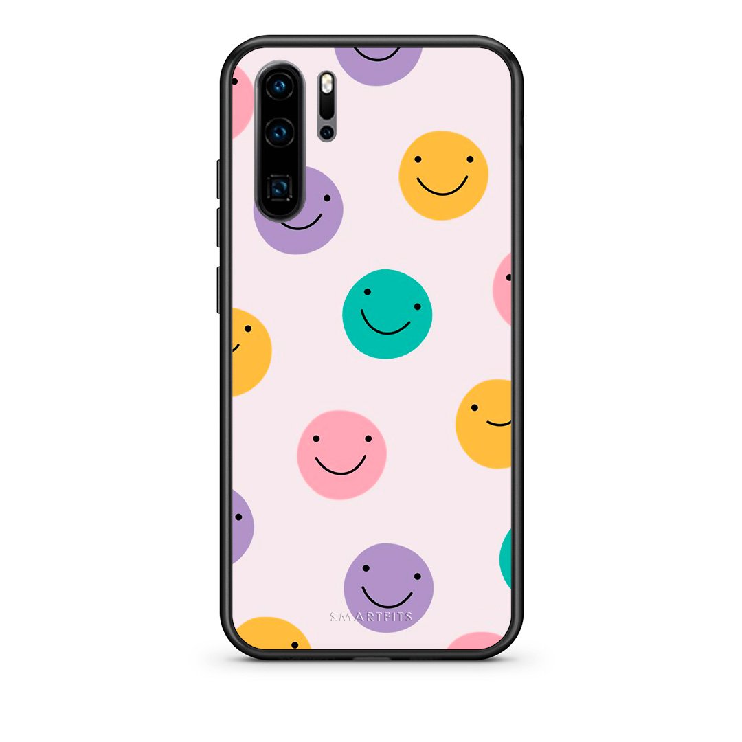 Huawei P30 Pro Smiley Faces θήκη από τη Smartfits με σχέδιο στο πίσω μέρος και μαύρο περίβλημα | Smartphone case with colorful back and black bezels by Smartfits