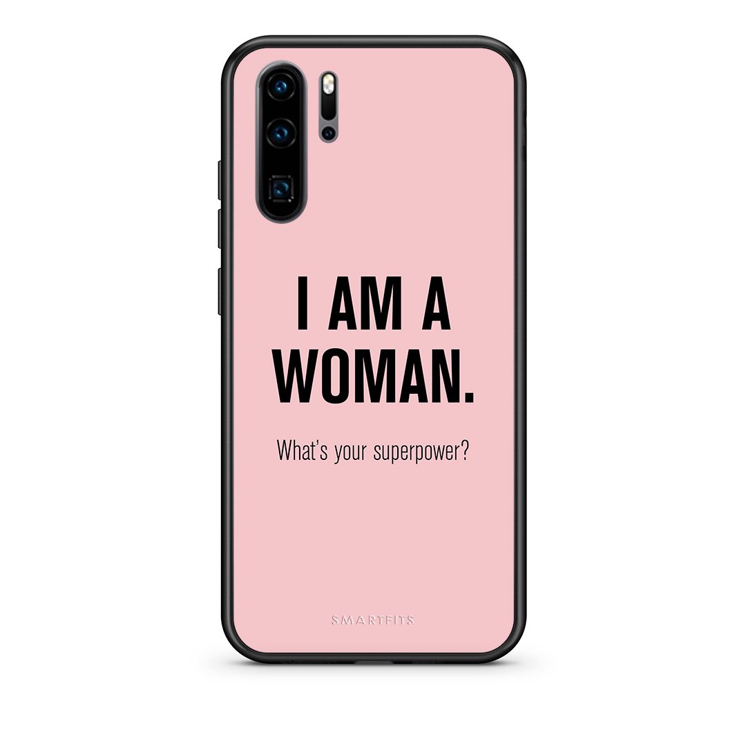 Huawei P30 Pro Superpower Woman θήκη από τη Smartfits με σχέδιο στο πίσω μέρος και μαύρο περίβλημα | Smartphone case with colorful back and black bezels by Smartfits