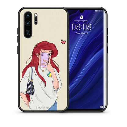 Θήκη Huawei P30 Pro Walking Mermaid από τη Smartfits με σχέδιο στο πίσω μέρος και μαύρο περίβλημα | Huawei P30 Pro Walking Mermaid case with colorful back and black bezels