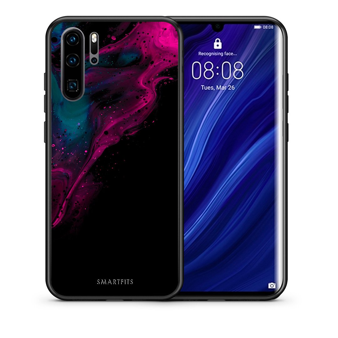 Θήκη Huawei P30 Pro Pink Black Watercolor από τη Smartfits με σχέδιο στο πίσω μέρος και μαύρο περίβλημα | Huawei P30 Pro Pink Black Watercolor case with colorful back and black bezels