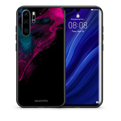 Θήκη Huawei P30 Pro Pink Black Watercolor από τη Smartfits με σχέδιο στο πίσω μέρος και μαύρο περίβλημα | Huawei P30 Pro Pink Black Watercolor case with colorful back and black bezels