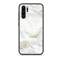 Thumbnail for Huawei P30 Pro White Gold Marble θήκη από τη Smartfits με σχέδιο στο πίσω μέρος και μαύρο περίβλημα | Smartphone case with colorful back and black bezels by Smartfits