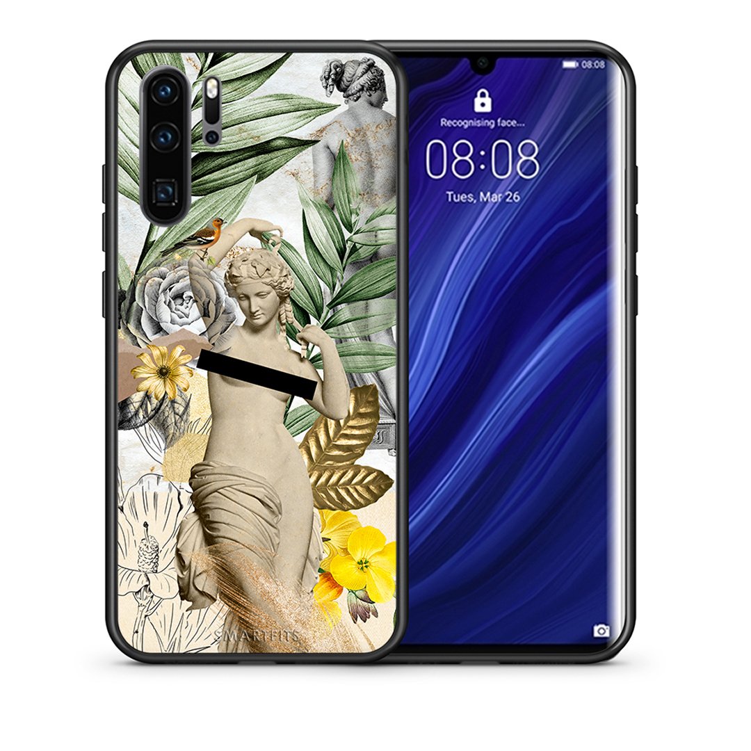Θήκη Huawei P30 Pro Woman Statue από τη Smartfits με σχέδιο στο πίσω μέρος και μαύρο περίβλημα | Huawei P30 Pro Woman Statue case with colorful back and black bezels