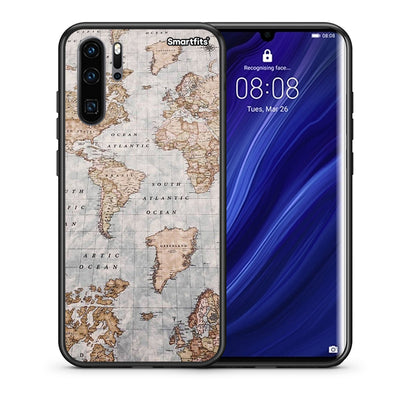 Θήκη Huawei P30 Pro World Map από τη Smartfits με σχέδιο στο πίσω μέρος και μαύρο περίβλημα | Huawei P30 Pro World Map case with colorful back and black bezels
