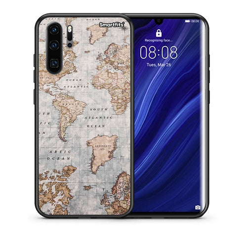 Θήκη Huawei P30 Pro World Map από τη Smartfits με σχέδιο στο πίσω μέρος και μαύρο περίβλημα | Huawei P30 Pro World Map case with colorful back and black bezels