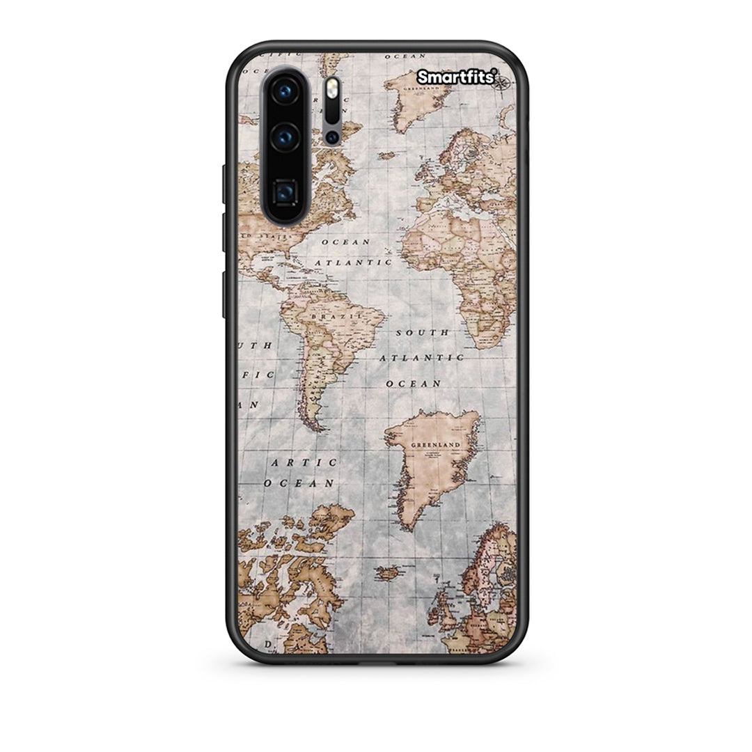 Huawei P30 Pro World Map Θήκη από τη Smartfits με σχέδιο στο πίσω μέρος και μαύρο περίβλημα | Smartphone case with colorful back and black bezels by Smartfits
