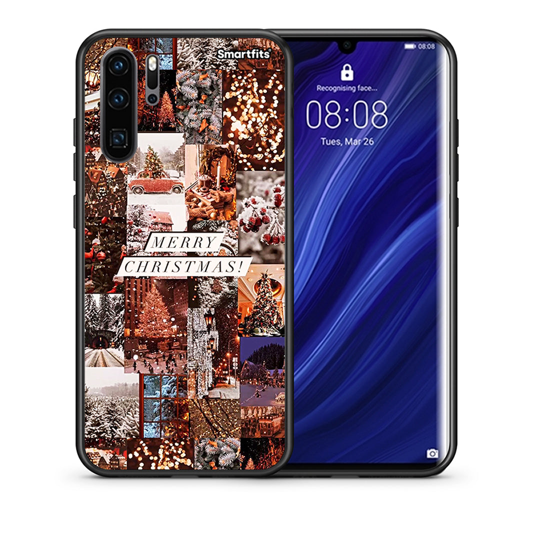 Θήκη Huawei P30 Pro Xmas Collage από τη Smartfits με σχέδιο στο πίσω μέρος και μαύρο περίβλημα | Huawei P30 Pro Xmas Collage case with colorful back and black bezels