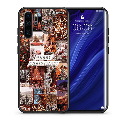 Θήκη Huawei P30 Pro Xmas Collage από τη Smartfits με σχέδιο στο πίσω μέρος και μαύρο περίβλημα | Huawei P30 Pro Xmas Collage case with colorful back and black bezels
