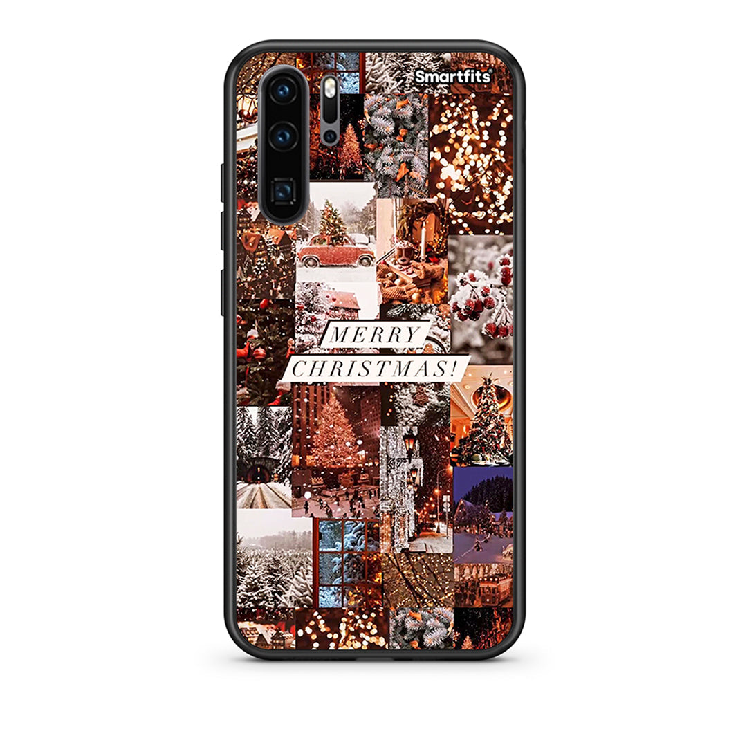 Huawei P30 Pro Xmas Collage θήκη από τη Smartfits με σχέδιο στο πίσω μέρος και μαύρο περίβλημα | Smartphone case with colorful back and black bezels by Smartfits