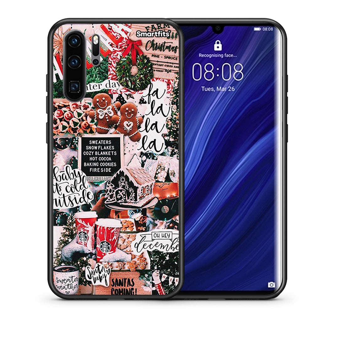 Θήκη Huawei P30 Pro Xmas Habbits από τη Smartfits με σχέδιο στο πίσω μέρος και μαύρο περίβλημα | Huawei P30 Pro Xmas Habbits case with colorful back and black bezels