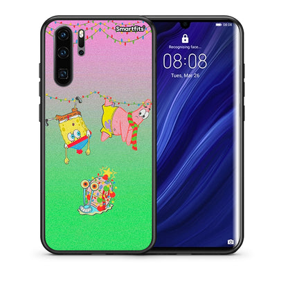 Θήκη Huawei P30 Pro Xmas Lights από τη Smartfits με σχέδιο στο πίσω μέρος και μαύρο περίβλημα | Huawei P30 Pro Xmas Lights case with colorful back and black bezels