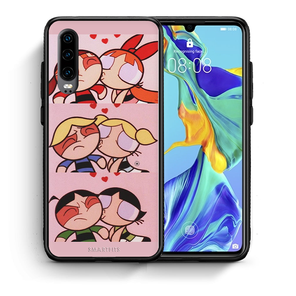 Θήκη Αγίου Βαλεντίνου Huawei P30 Puff Love από τη Smartfits με σχέδιο στο πίσω μέρος και μαύρο περίβλημα | Huawei P30 Puff Love case with colorful back and black bezels