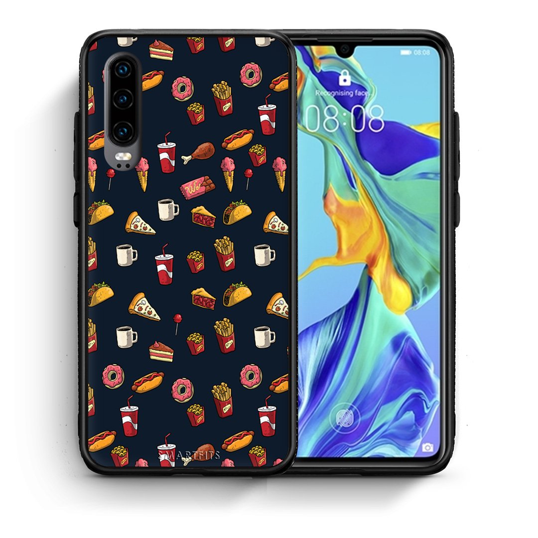 Θήκη Huawei P30 Hungry Random από τη Smartfits με σχέδιο στο πίσω μέρος και μαύρο περίβλημα | Huawei P30 Hungry Random case with colorful back and black bezels