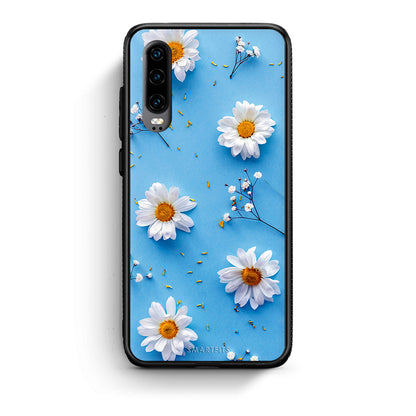 Huawei P30 Real Daisies θήκη από τη Smartfits με σχέδιο στο πίσω μέρος και μαύρο περίβλημα | Smartphone case with colorful back and black bezels by Smartfits